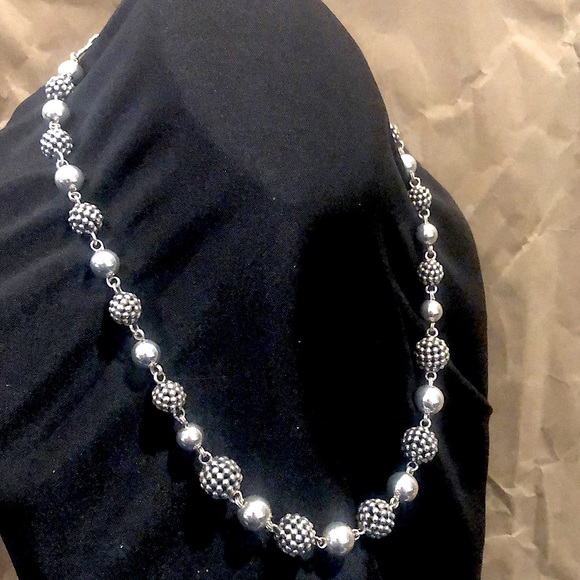 MICHAEL DAWKINS Starry Night Sterling Clusters, Silver Globes, Pearl Necklace - Picture 3 of 17